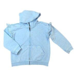 Gymboree  Girls   Sweatshirt with Ruffles on Sleeves, Hooded, Zip up, Light Blue